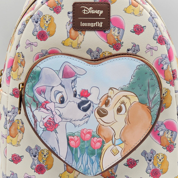 Loungefly Disney Lady And The Tramp Hearts & Roses Floral Love Mini Backpack Bag - Picture 6 of 6